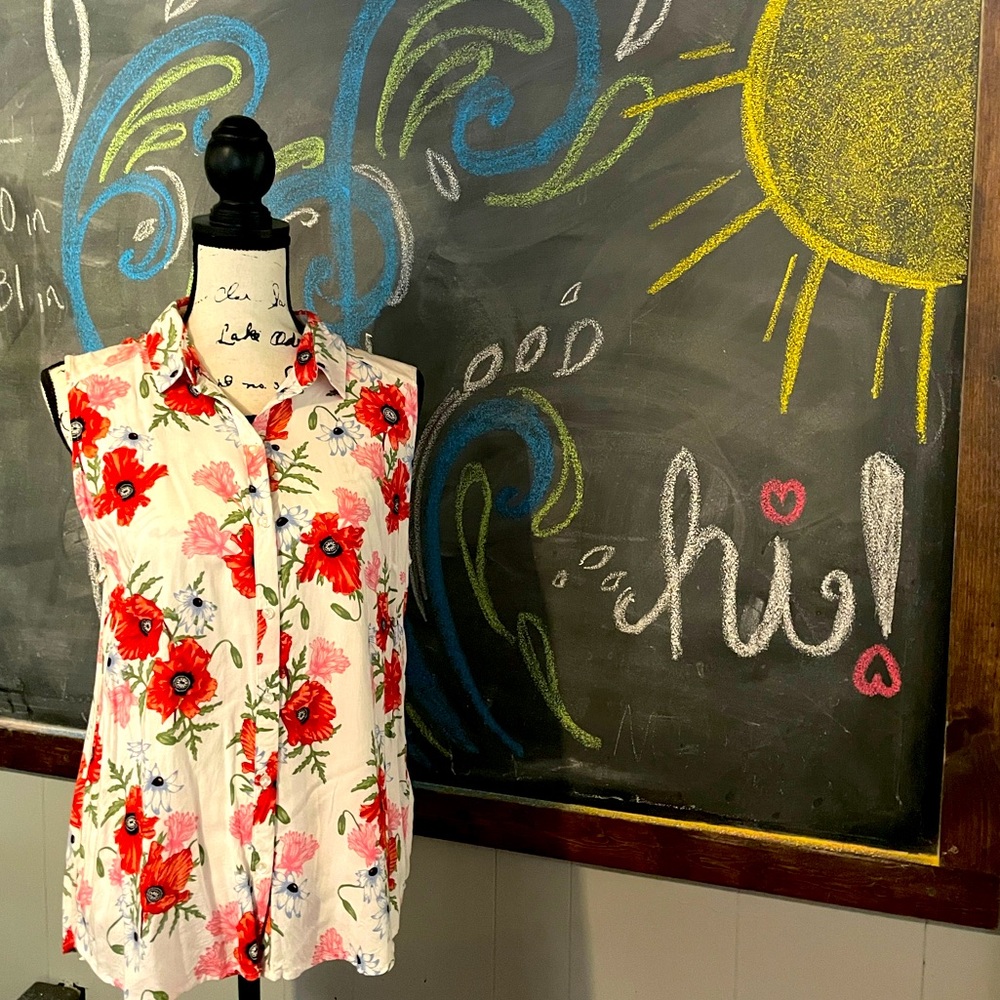 *5 for $25* H&M DIVIDED tank floral button up EUC